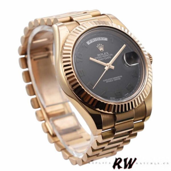 Rolex Day-Date 218235 Black Concentric Arabic Dial Rose Gold 41MM Mens Replica Watch - Image 3