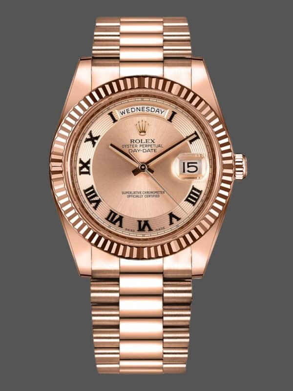 Rolex Day-Date 218235 Concentric Circle Champagne Dial Rose Gold 41MM Mens Replica Watch - Image 1