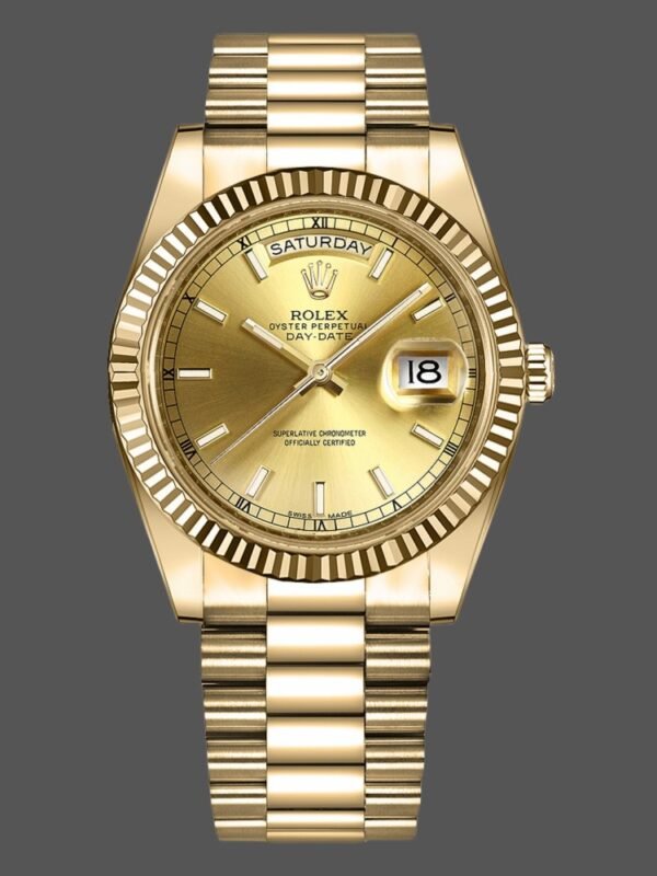 Rolex Day-Date 218238 Champagne Index Dial Yellow Gold 41MM Mens Replica Watch - Image 1