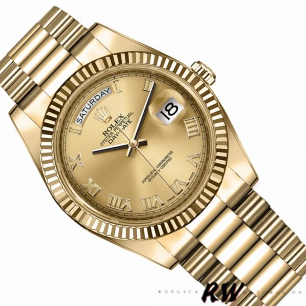 Rolex Day-Date 218238 Champagne Roman Numeral Dial Yellow Gold 41MM Mens Replica Watch - Image 3