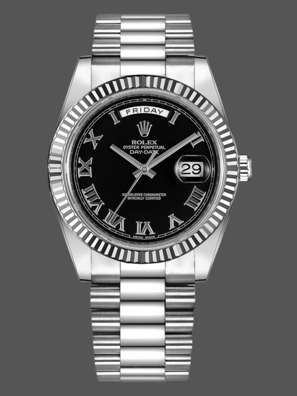 Rolex Day-Date 218239 Black Roman Numerals Dial White Gold 41MM Mens Replica Watch - Image 1