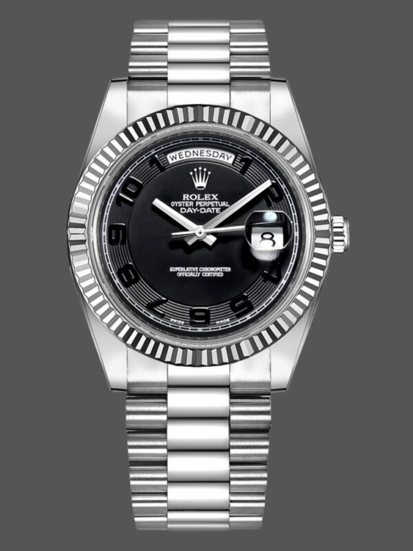 Rolex_Day-Date_218239_Concentric_Circle_Black_Dial_White_Gold_41MM_Mens_Replica_Watch-9-1.jpg Rolex Day-Date 218239 Concentric Circle Black Dial White Gold 41MM Mens Replica Watch - Image 1