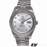 Rolex Day-Date 218239 Diamond Silver Dial White Gold 41MM Mens Replica Watch - Image 2