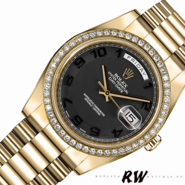 Rolex Day-Date 218348 Concentric Circle Black Dial 41MM Mens Replica Watch - Image 2