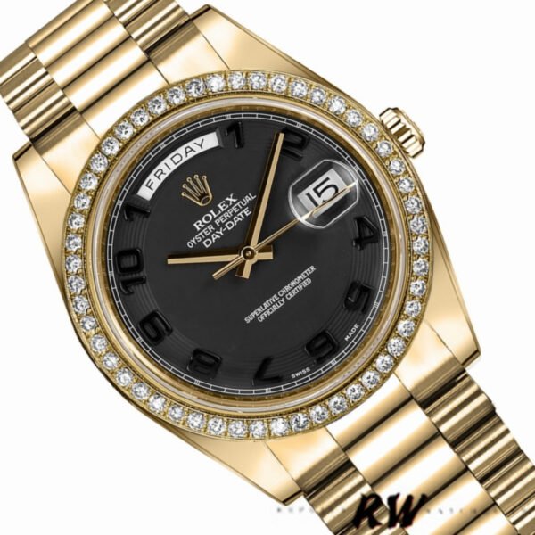 Rolex Day-Date 218348 Concentric Circle Black Dial 41MM Mens Replica Watch - Image 3