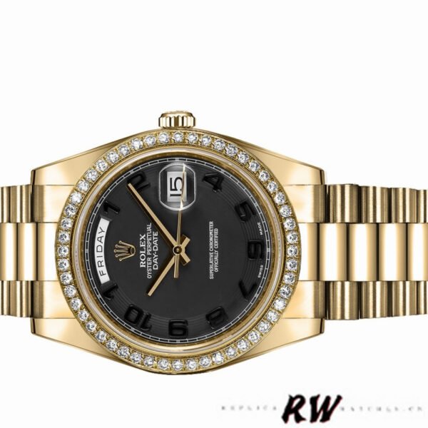 Rolex Day-Date 218348 Concentric Circle Black Dial 41MM Mens Replica Watch - Image 4
