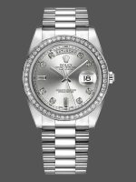 Rolex Day-Date 218349 Silver Diamond Dial 41MM Mens Replica Watch