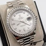 Rolex Day-Date 218349 Silver Diamond Dial 41MM Mens Replica Watch - Image 2