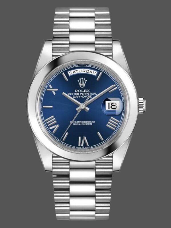 Rolex Day-Date 228206 Blue Roman Numeral Dial Platinum 40MM Mens Replica Watch - Image 1