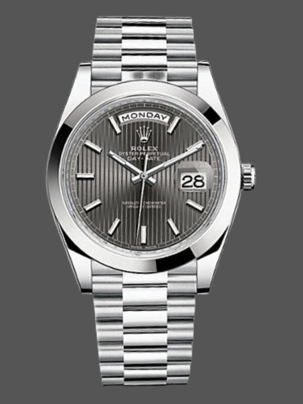 Rolex Day-Date 228206 Dark Rhodium Grey Dial Platinum 40MM Mens Replica Watch - Image 1