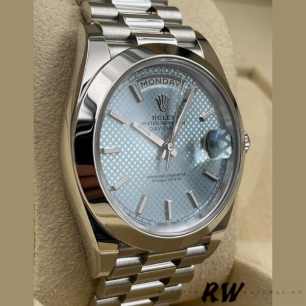 Rolex Day-Date 228206 Ice Blue Motif Dial Platinum 40MM Mens Replica Watch - Image 2
