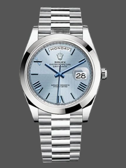 Rolex Day-Date 228206 Ice Blue Quadrant Dial Platinum 40MM Mens Replica Watch