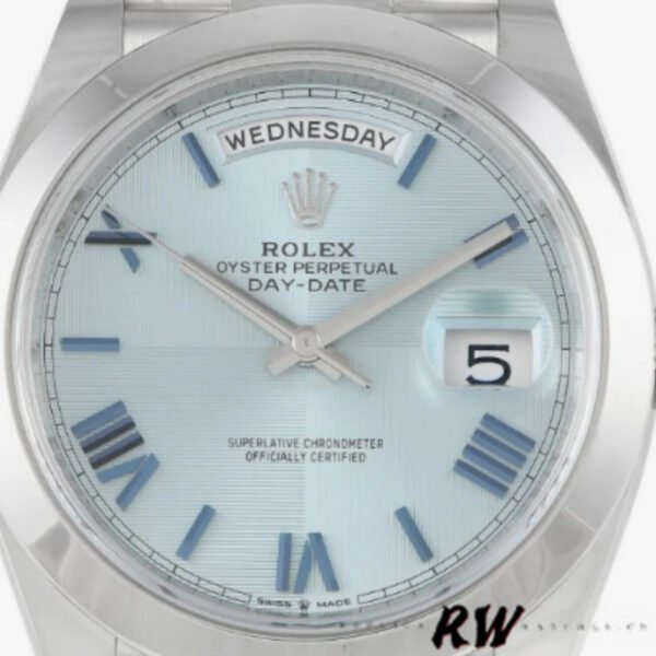 Rolex Day-Date 228206 Ice Blue Quadrant Dial Platinum 40MM Mens Replica Watch - Image 2
