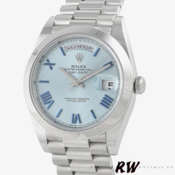 Rolex Day-Date 228206 Ice Blue Quadrant Dial Platinum 40MM Mens Replica Watch - Image 4