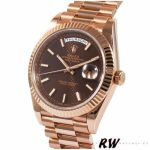 Rolex Day-Date 228235 Chocolate Brown Diagonal Motif Dial Fluted Bezel 40mm Mens Replica Watch - Image 4