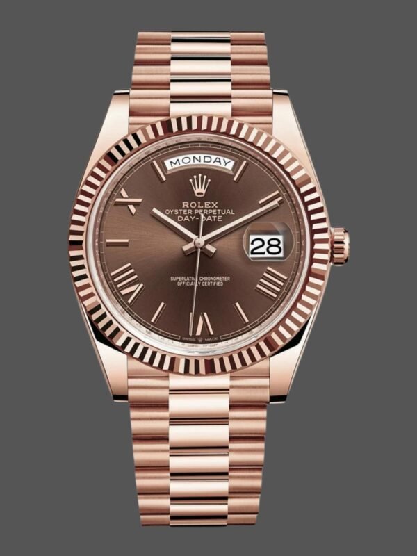 Rolex Day-Date 228235 Chocolate Brown Dial Fluted Bezel 40mm Mens Replica Watch - Image 1
