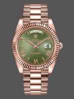 Rolex Day-Date 228235 Green Roman Numeral Dial Fluted Bezel 40mm Mens Replica Watch