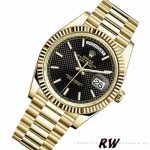 Rolex Day-Date 228238 Black Diagonal Motif Dial Fluted Bezel 40mm Mens Replica Watch - Image 2
