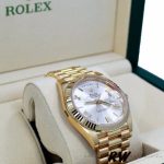 Rolex Day-Date 228238 Silver Roman Dial Fluted Bezel 40mm Mens Replica Watch - Image 3