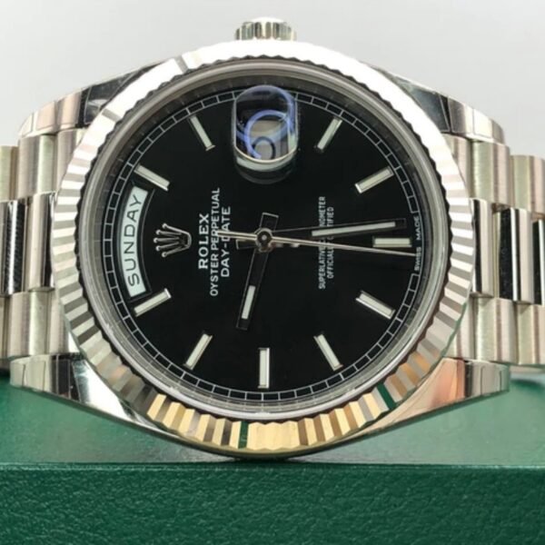 Rolex Day-Date 228239 Black Index Dial Fluted Bezel 40mm Mens Replica Watch - Image 4