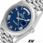 Rolex Day-Date 228239 Blue Roman Dial Fluted Bezel 40mm Mens Replica Watch - Image 4