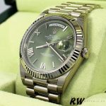 Rolex Day-Date 228239 Green Roman Dial Fluted Bezel 40mm Mens Replica Watch - Image 3
