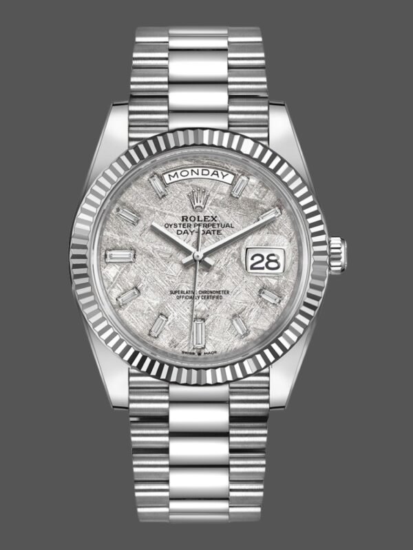 Rolex Day-Date 228239 Meteorite Grey Dial Fluted Bezel 40mm Mens Replica Watch - Image 1