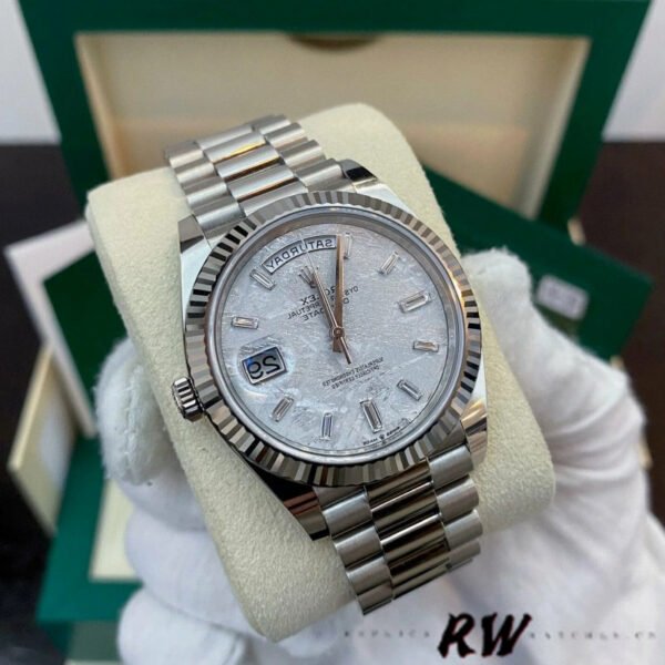 Rolex Day-Date 228239 Meteorite Grey Dial Fluted Bezel 40mm Mens Replica Watch - Image 3