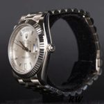 Rolex Day-Date 228239 Silver Baguette Diamond Dial Fluted Bezel 40mm Mens Replica Watch - Image 4