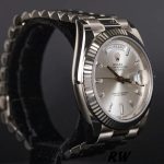Rolex Day-Date 228239 Silver Baguette Diamond Dial Fluted Bezel 40mm Mens Replica Watch - Image 3