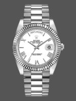 Rolex Day-Date 228239 White Roman Dial Fluted Bezel 40mm Mens Replica Watch