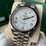 Rolex Day-Date 228239 White Roman Dial Fluted Bezel 40mm Mens Replica Watch - Image 2