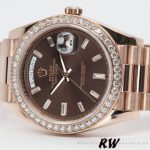 Rolex Day-Date 228345RBR Chocolate Brown Diamond Dial Diamond Bezel 40mm Mens Replica Watch - Image 4
