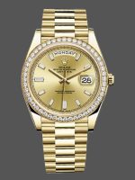 Rolex Day-Date 228348RBR Champagne Diamond Dial Diamond Beze 40mm Mens Replica Watch