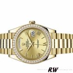 Rolex Day-Date 228348RBR Champagne Roman Dial Diamond Bezel 40mm Mens Replica Watch - Image 4