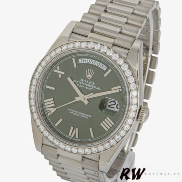 Rolex Day-Date 228349RBR Green Roman Dial Diamond Bezel 40mm Mens Replica Watch - Image 3