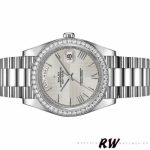 Rolex Day-Date 228349RBR Silver Roman Dial Diamond Bezel 40mm Mens Replica Watch - Image 4