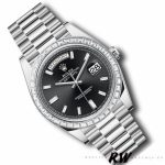 Rolex Day-Date 228396TBR Black Dial Diamond Bezel 40mm Mens Replica Watch - Image 3