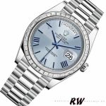 Rolex Day-Date 228396TBR Ice Blue Dial Platinum Diamond Bezel 40mm Mens Replica Watch - Image 2