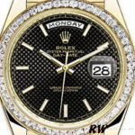 Rolex Day-Date 228398TBR Black Diagonal Motif Dial Diamond Bezel 40mm Mens Replica Watch - Image 2