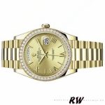 Rolex Day-Date 228398TBR Champagne Roman Numeral Dial Diamond Bezel 40mm Mens Replica Watch - Image 4