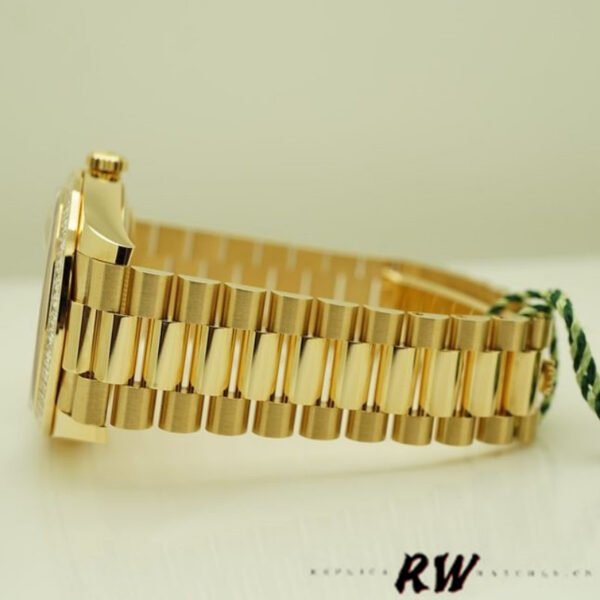Rolex Day-Date 228398TBR Silver Diagonal Motif Dial Diamond Bezel 40mm Mens Replica Watch - Image 4
