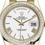 Rolex Day-Date 228398TBR White Roman Numeral Dial Diamond Bezel 40mm Mens Replica Watch - Image 2