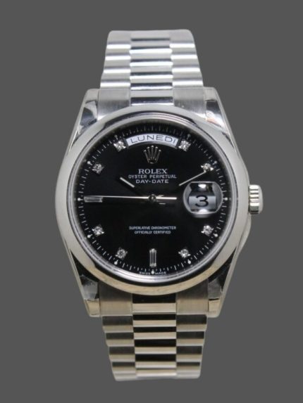 Rolex Day Date 118206 Black Diamond Dial 36mm Unisex Replica Watch