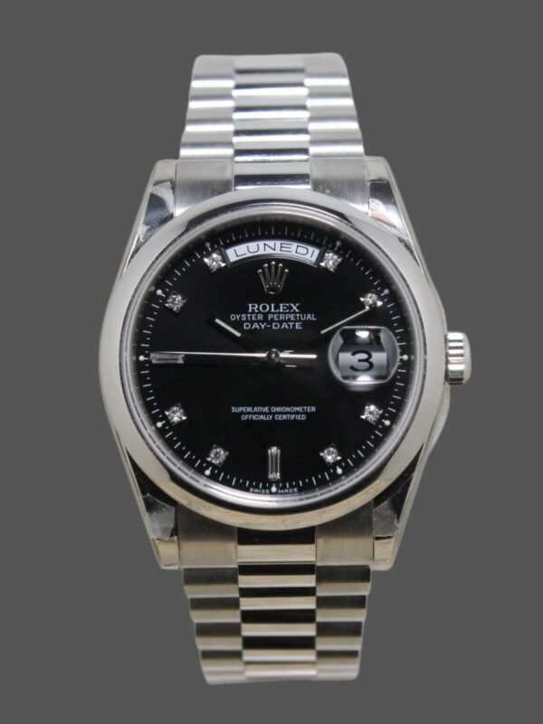Rolex Day Date 118206 Black Diamond Dial 36mm Unisex Replica Watch - Image 1