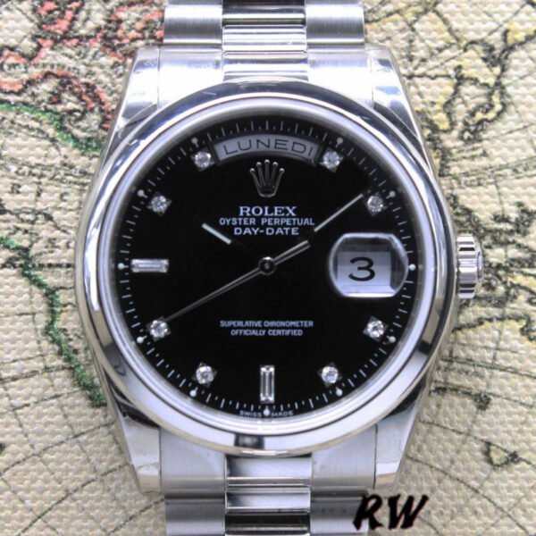 Rolex Day Date 118206 Black Diamond Dial 36mm Unisex Replica Watch - Image 2