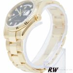 Rolex Day Date 118238 Yellow Gold Black Diamond Dial Fluted Bezel 36mm Mens Replica Watch - Image 4