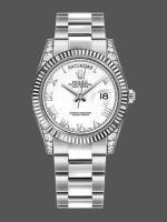 Rolex Day Date 118339 White Gold white Dial Fluted Bezel 36mm Unisex Replica Watch