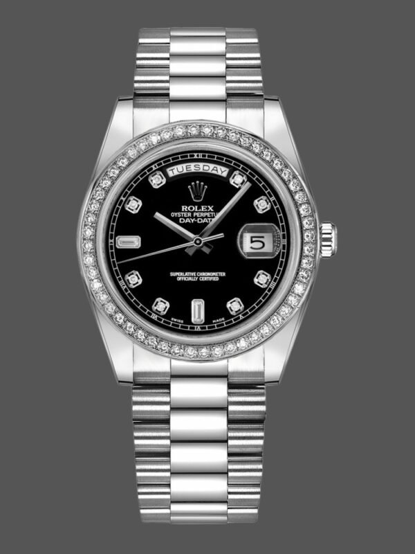 Rolex Day Date 118346 Black Diamonds Dial 36mm Unisex Replica Watch - Image 1