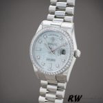 Rolex Day Date 118346 Blue Diamond Dial Platinum 36mm Unisex Replica Watch - Image 3